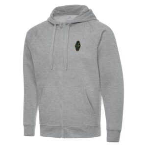 Men's Antigua  Heather Gray Las Vegas Lights FC Victory Raglan Full-Zip Fleece Hoodie