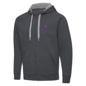 Men's Antigua  Charcoal Louisville City FC Victory Raglan Full-Zip Fleece Hoodie