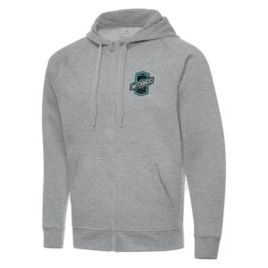 Men's Antigua  Heather Gray Colorado Springs Switchbacks FC Victory Raglan Full-Zip Fleece Hoodie