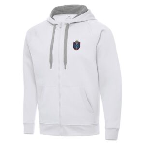 Men's Antigua  White Memphis 901 FC Victory Raglan Full-Zip Fleece Hoodie