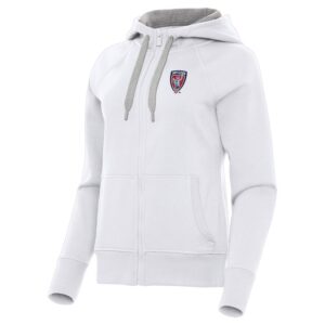Women's Antigua  White Indy Eleven Victory Raglan Fleece Full-Zip Hoodie