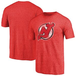 Men's Red New Jersey Devils Distressed Team Primary Logo Tri-Blend T-Shirt
