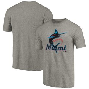 Men's Gray Miami Marlins Primary Logo T-Shirt