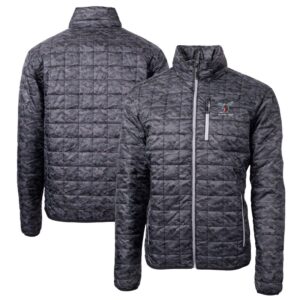 Men's Cutter & Buck  Black Delaware State Hornets Rainier Primaloft Eco Full-Zip Hooded Jacket
