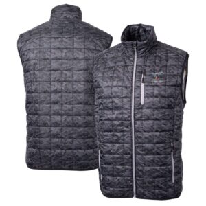 Men's Cutter & Buck  Black Delaware State Hornets Rainier PrimaLoft Eco Insulated Printed Full-Zip Puffer Vest