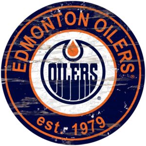 Edmonton Oilers 24'' x 24'' Distressed Round Sign