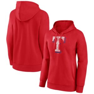Women's Red Texas Rangers Distressed Team Pullover Hoodie