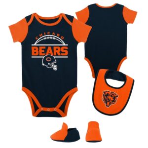 Newborn & Infant Navy/Orange Chicago Bears Home Field Advantage Three-Piece Bodysuit, Bib & Booties Set