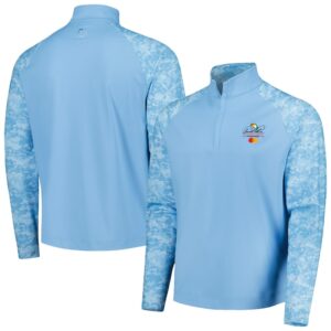 Men's FootJoy Light Blue Arnold Palmer Invitational Camo Color Block Raglan 1/4-Zip Jacket