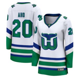 Women's Fanatics Sebastian Aho White Carolina Hurricanes Whalers Premier Breakaway Jersey