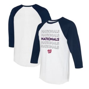 Unisex Tiny Turnip White/Navy Washington Nationals Stacked 3/4-Sleeve Raglan T-Shirt