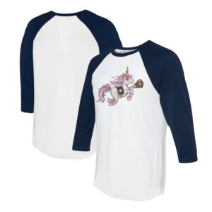 Unisex Tiny Turnip White/Navy Houston Astros Unicorn 3/4-Sleeve Raglan T-Shirt