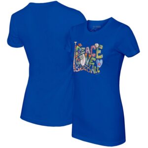 Women's Tiny Turnip Royal Chicago Cubs Peace Love Baseball Fitted T-Shirt