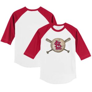 Infant Tiny Turnip White/Red St. Louis Cardinals Baseball Cross Bats Raglan 3/4 Sleeve T-Shirt