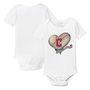 Infant Tiny Turnip White Cleveland Guardians Heart Banner Bodysuit