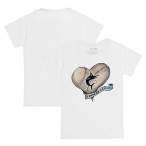 Infant Tiny Turnip White Miami Marlins Heart Banner T-Shirt