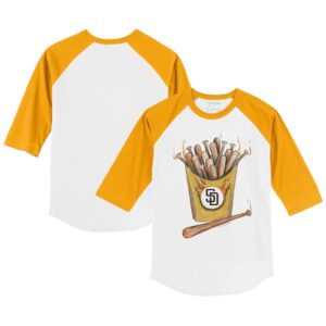 Infant Tiny Turnip White/Gold San Diego Padres Hot Bats Raglan 3/4 Sleeve T-Shirt
