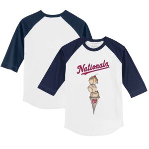 Infant Tiny Turnip White/Navy Washington Nationals Triple Scoop Raglan 3/4 Sleeve T-Shirt