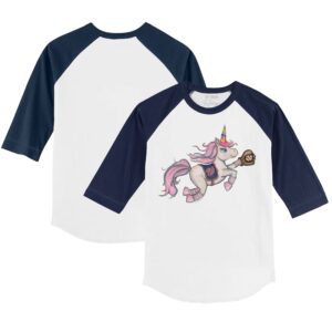 Infant Tiny Turnip White/Navy Washington Nationals Unicorn Raglan 3/4 Sleeve T-Shirt