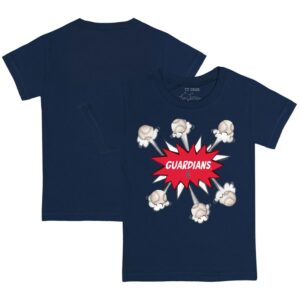Toddler Tiny Turnip Navy Cleveland Guardians Baseball Pow T-Shirt