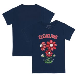 Toddler Tiny Turnip Navy Cleveland Guardians Blooming Baseballs T-Shirt