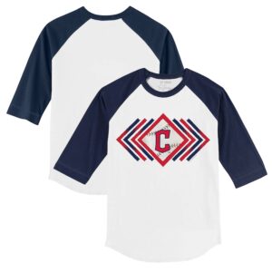 Toddler Tiny Turnip White/Navy Cleveland Guardians Prism Arrows 3/4-Sleeve Raglan T-Shirt