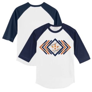 Toddler Tiny Turnip White/Navy Houston Astros Prism Arrows 3/4-Sleeve Raglan T-Shirt