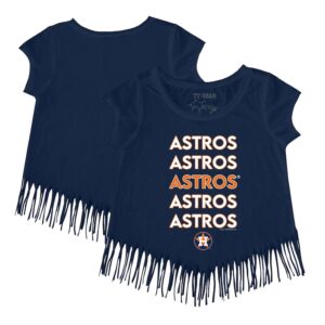 Girls Toddler Tiny Turnip Navy Houston Astros Stacked Fringe T-Shirt