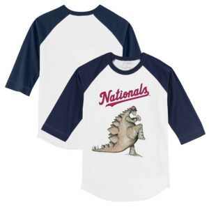 Toddler Tiny Turnip  White/Navy Washington Nationals Stega 3/4-Sleeve Raglan T-Shirt