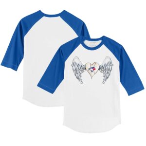 Youth Tiny Turnip White/Royal Toronto Blue Jays Angel Wings 3/4-Sleeve Raglan T-Shirt