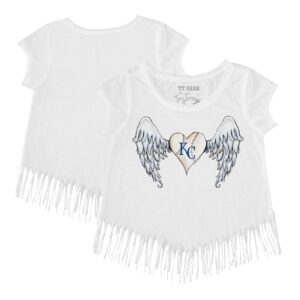 Girls Youth Tiny Turnip White Kansas City Royals Angel Wings Fringe T-Shirt