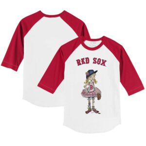Youth Tiny Turnip White/Red Boston Red Sox Babes 3/4-Sleeve Raglan T-Shirt