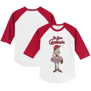 Youth Tiny Turnip White/Red St. Louis Cardinals Babes 3/4-Sleeve Raglan T-Shirt