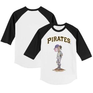 Youth Tiny Turnip White/Black Pittsburgh Pirates Bubbles 3/4-Sleeve Raglan T-Shirt