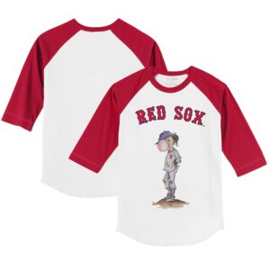 Youth Tiny Turnip White/Red Boston Red Sox Bubbles 3/4-Sleeve Raglan T-Shirt
