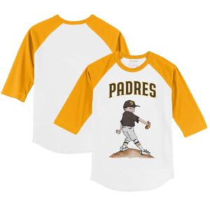 Youth Tiny Turnip White/Gold San Diego Padres Clemente 3/4-Sleeve Raglan T-Shirt
