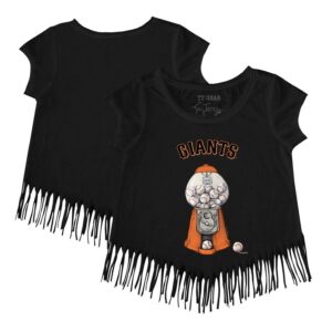 Girls Youth Tiny Turnip Black San Francisco Giants Gumball Fringe T-Shirt