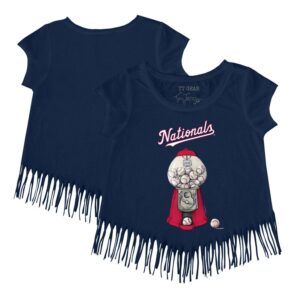 Girls Youth Tiny Turnip Navy Washington Nationals Gumball Fringe T-Shirt