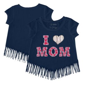 Girls Youth Tiny Turnip Navy Washington Nationals I Love Mom Fringe T-Shirt
