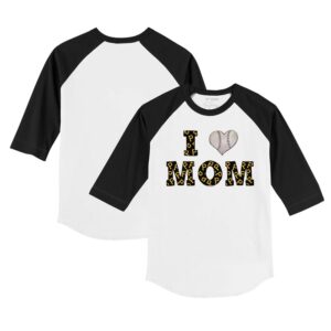 Youth Tiny Turnip White/Black Pittsburgh Pirates I Love Mom 3/4-Sleeve Raglan T-Shirt