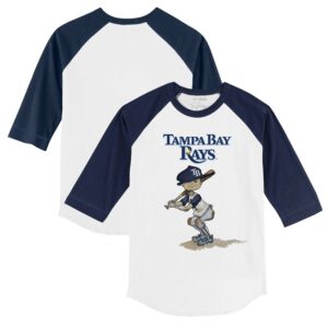 Youth Tiny Turnip White/Navy Tampa Bay Rays Slugger 3/4-Sleeve Raglan T-Shirt