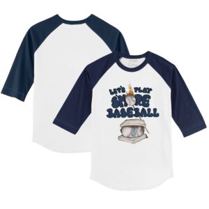 Youth Tiny Turnip White/Navy Seattle Mariners Smores 3/4-Sleeve Raglan T-Shirt