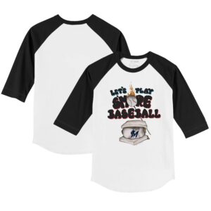 Youth Tiny Turnip White/Black Miami Marlins Smores 3/4-Sleeve Raglan T-Shirt