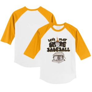 Youth Tiny Turnip White/Gold San Diego Padres Smores 3/4-Sleeve Raglan T-Shirt