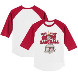 Youth Tiny Turnip White/Red Philadelphia Phillies Smores 3/4-Sleeve Raglan T-Shirt