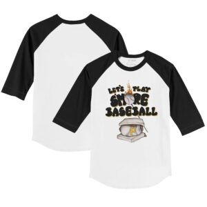 Youth Tiny Turnip White/Black Pittsburgh Pirates Smores 3/4-Sleeve Raglan T-Shirt