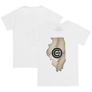Youth Tiny Turnip White Chicago Cubs State Outline T-Shirt