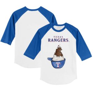 Youth Tiny Turnip White/Royal Texas Rangers Sundae Helmet 3/4-Sleeve Raglan T-Shirt