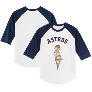 Youth Tiny Turnip White/Navy Houston Astros Triple Scoop 3/4-Sleeve Raglan T-Shirt