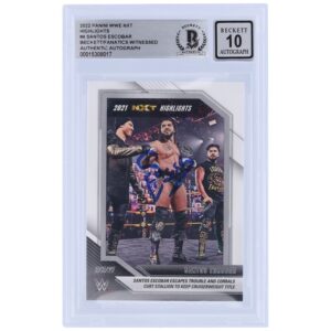 Santos Escobar WWE Autographed 2022 Panini NXT Highlights #1 Beckett Fanatics Witnessed Authenticated 10 Card